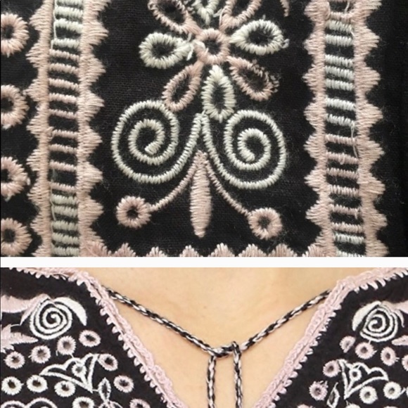 Ulla Johnson | Black Pink Embroidered Boho Dress 0 - Picture 5 of 5